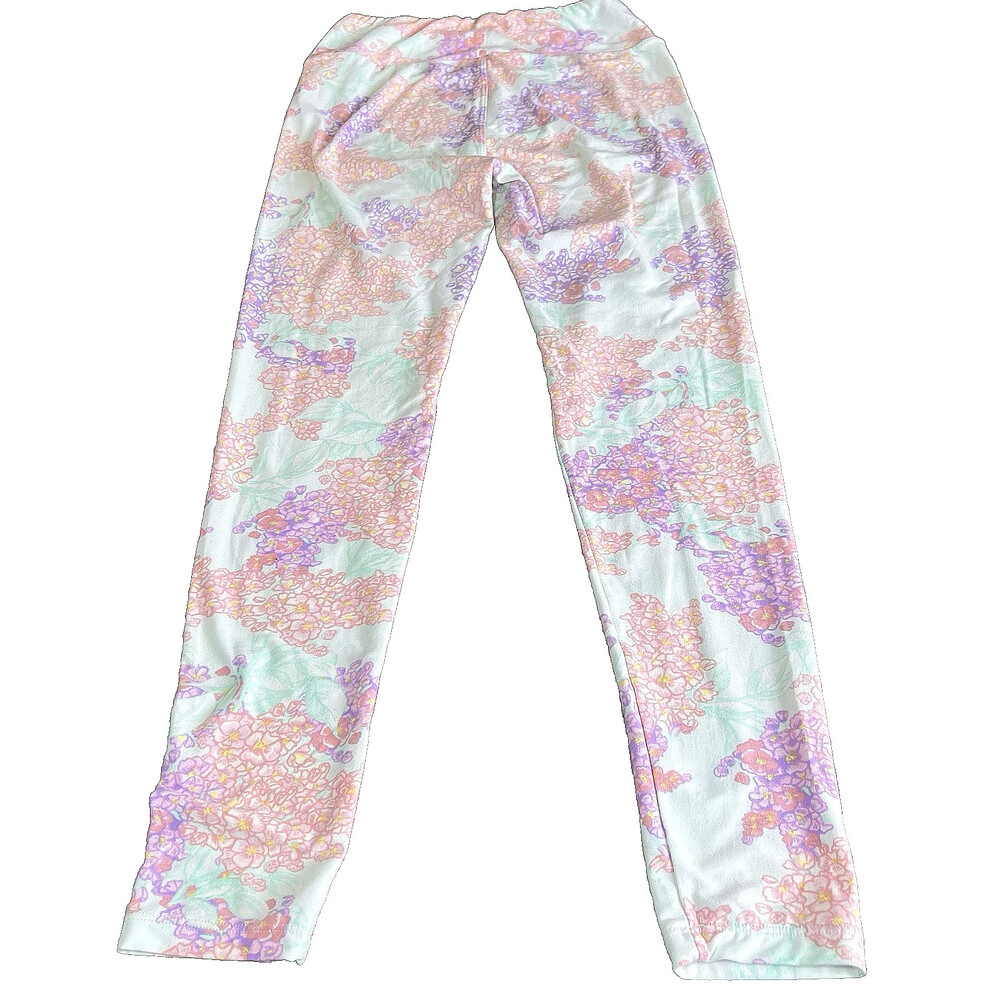 Women's XS-M LuLaRoe Skinny Leggings White Pink Purple Floral Print Butter Soft